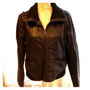 Faux Leather Bomber